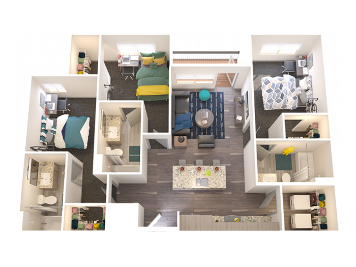 3X3 C1 | 3 bed 3 bath | from 1152 square feet