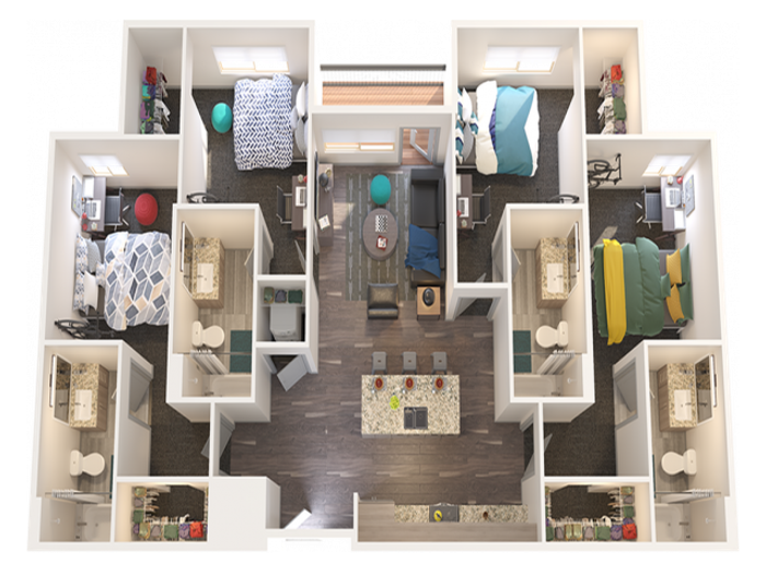 4X4 D1 | 4 bed 4 bath | from 1380 square feet