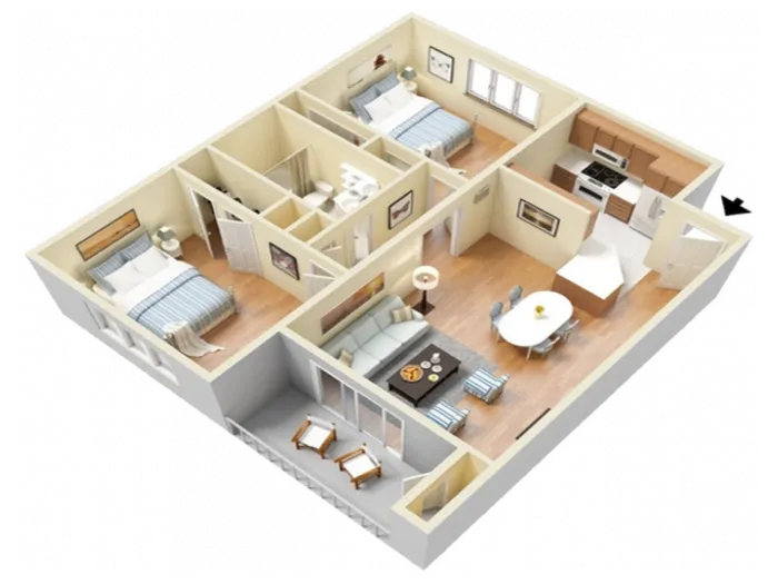 Sycamore 2 Bed 1 Bath