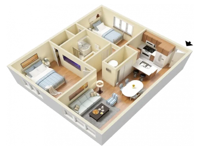 Cypress 2 Bed 1 Bath