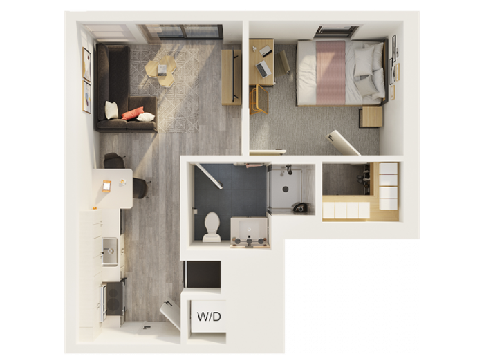 Governor A - 1x1 - 465 Square Feet