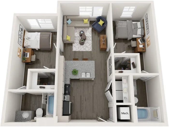 B2 | 2 bed 2 bath | from 809 square feet