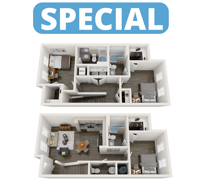 TH-C3 | 3 bed 4 bath | from 1270 square feet