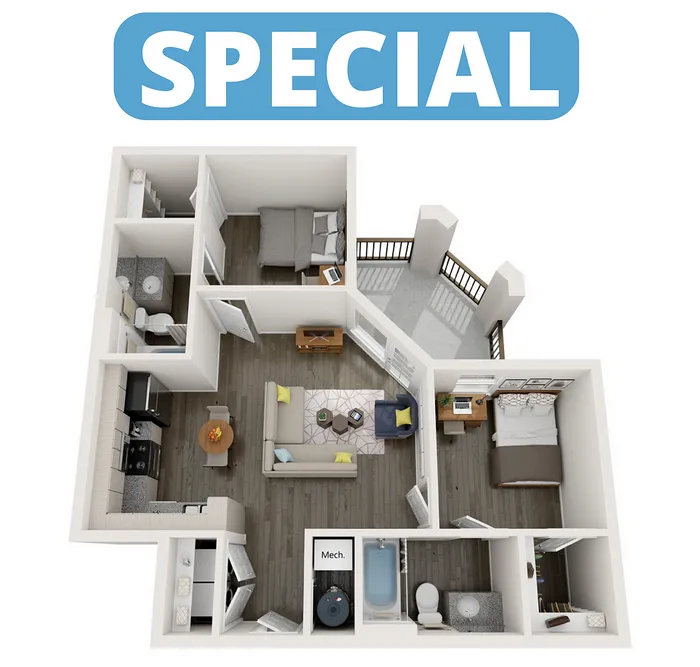 B3 | 2 bed 2 bath | from 818 square feet