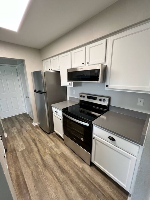 renovated living room and kitchen