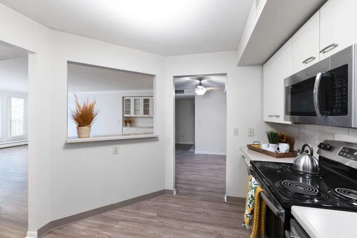 Updated kitchen and separation wall with pass through