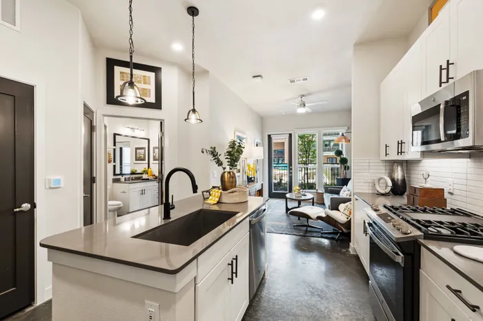Kitchen island, looking into living room