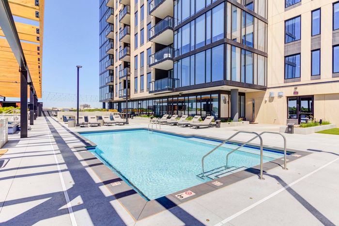 Rectangular pool on a rooftop at The Bower