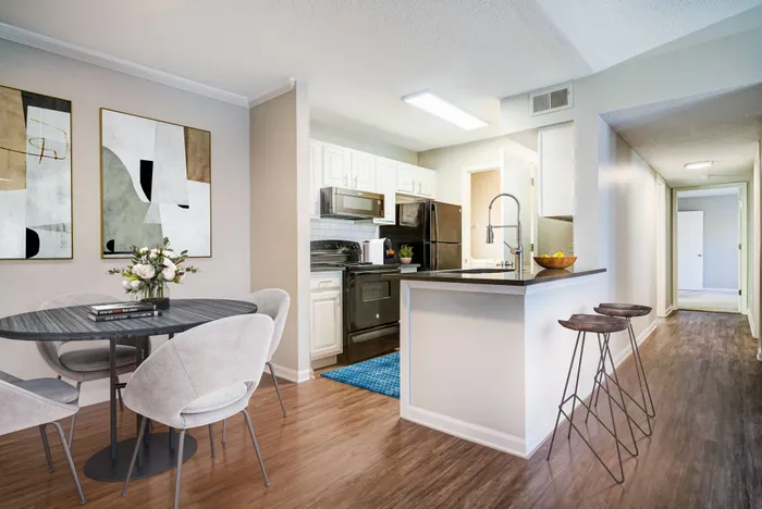 Dining area looking into kitchen