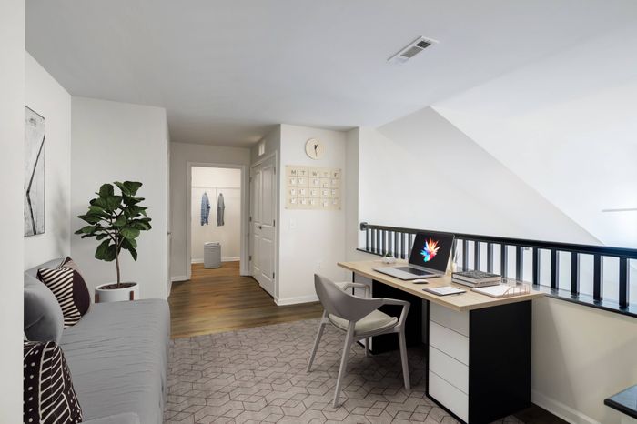 Home office area in loft apartment