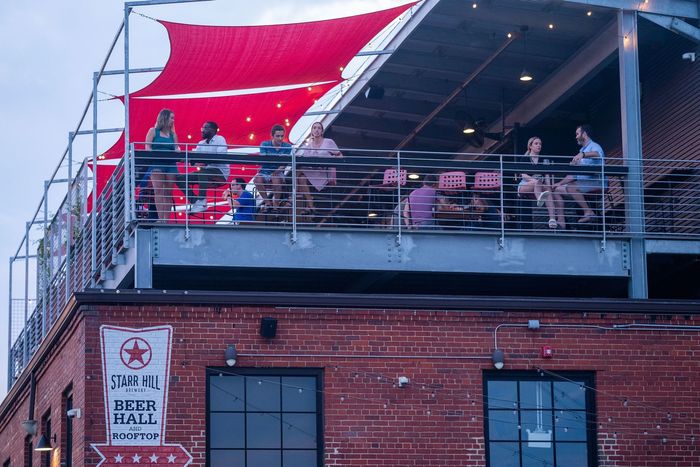 Beer hall roof top seating