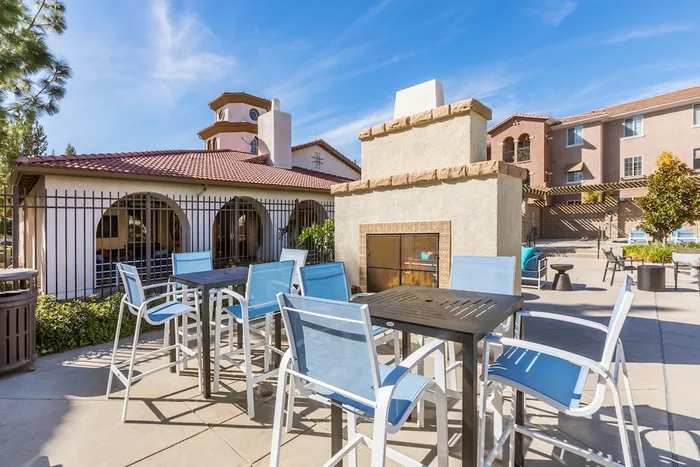 Resident lounge area at community pool