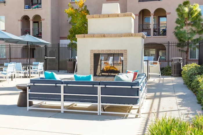 Resident lounge area at community pool