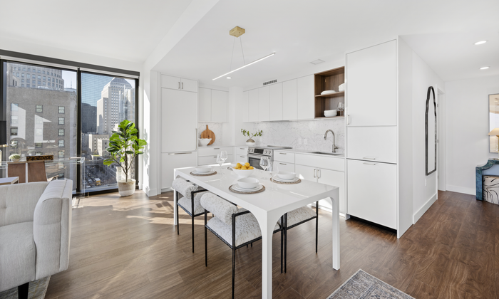 Elevated kitchen and spacious dining