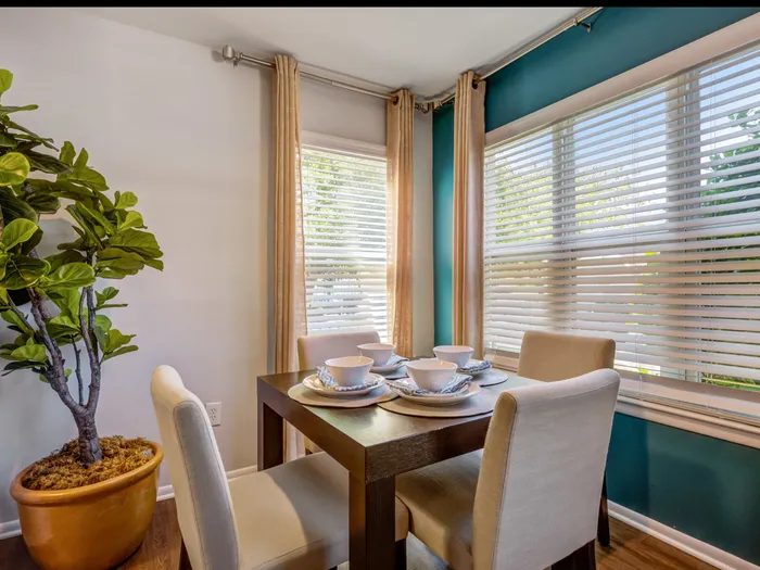 Dining room with large window to let in light
