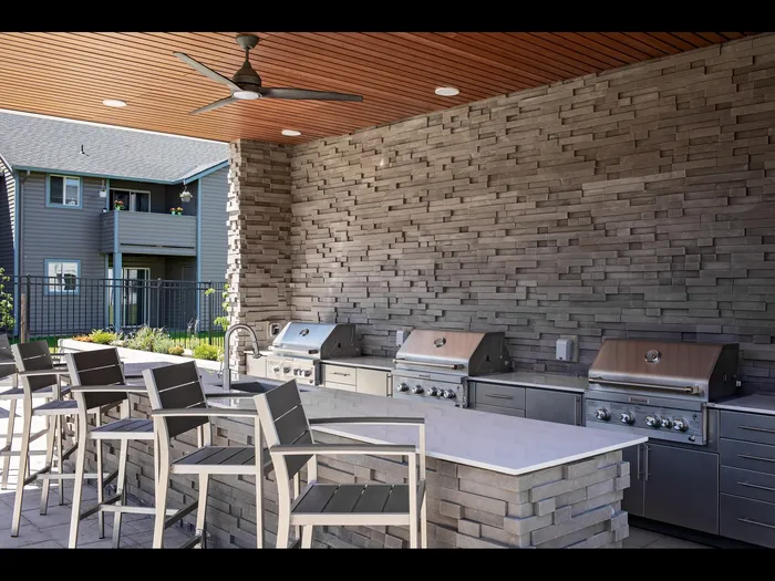 Grilling area with sitting bar