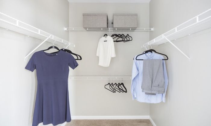 Luxury Marlborough MA apartment's walk-in closet.
