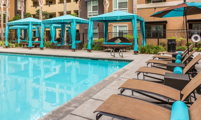 Outdoor Pool + Lounge Chairs + Cabanas