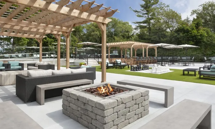 Outdoor fire-pit and seating