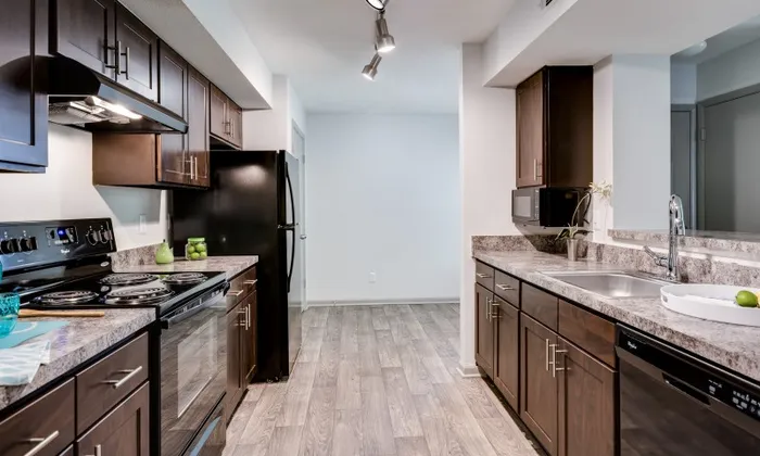 Kitchen in an Avana Woods Apartment.