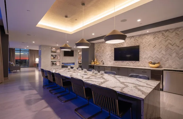Resident lounge on 28th floor with spectacular city viewsExquisite details throughout the rooftop lounge.Outdoor kitchen & fireside lounge with sunset views.Poolside cabanas for your enjoyment.Resident lounge on 28th floor with spectacular