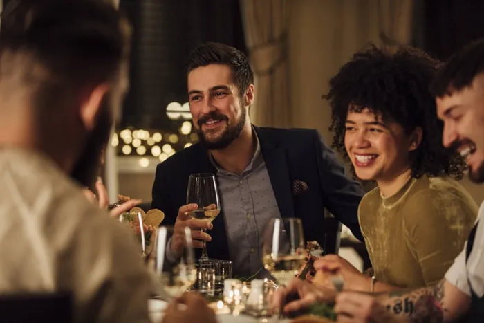 Friends having dinner