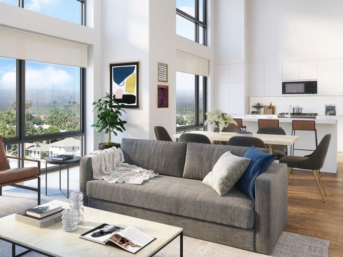 Penthouse Living Room and Kitchen