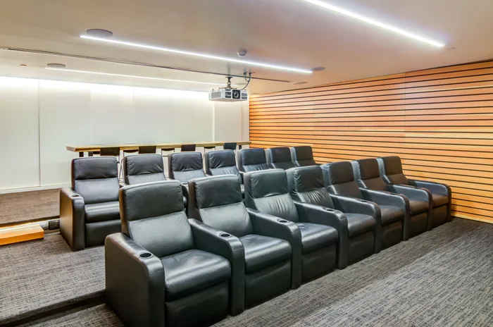 Movie theater inside Indigo Apartments in Portland Oregon.
