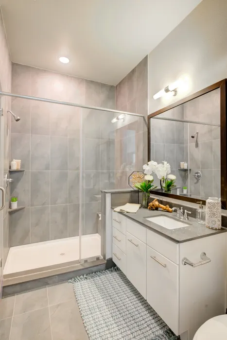 Bathroom with large walking shower