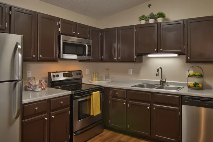 Kitchen with stainless steel appliances