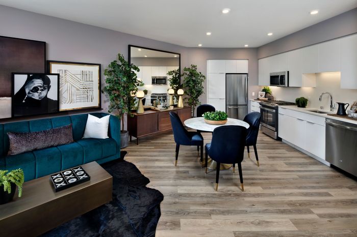 Kitchen, living room and dining