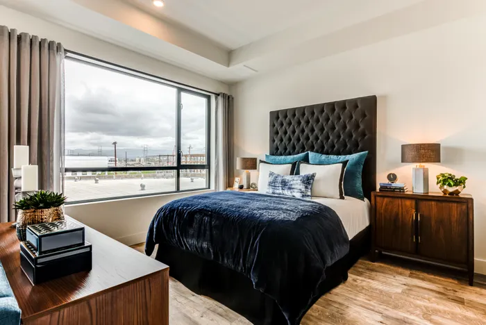 Bedroom with large windows