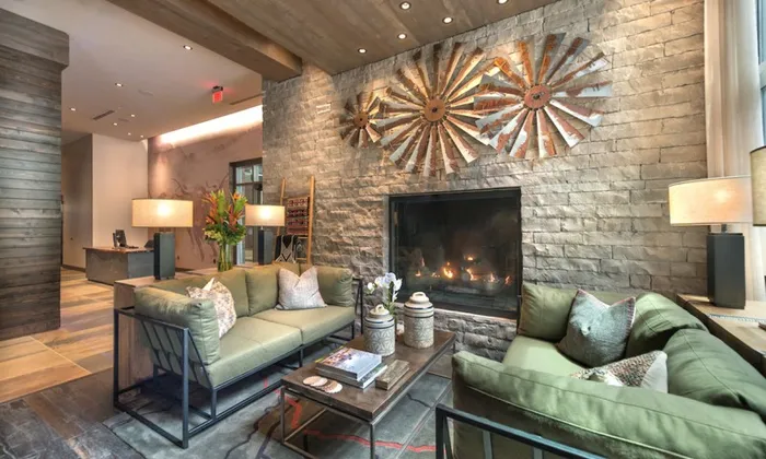 fireplace in community sitting area