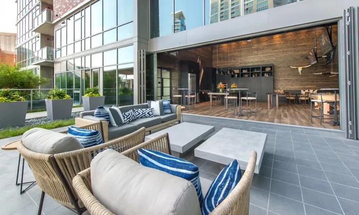 indoor/outdoor community lounge area