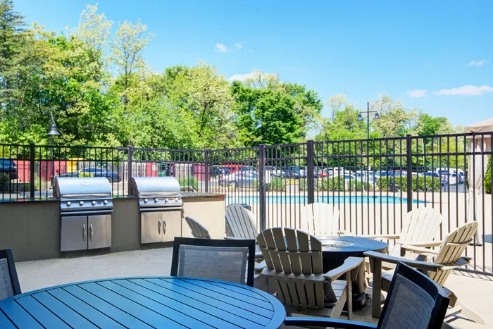 outdoor grilling area and fire pit