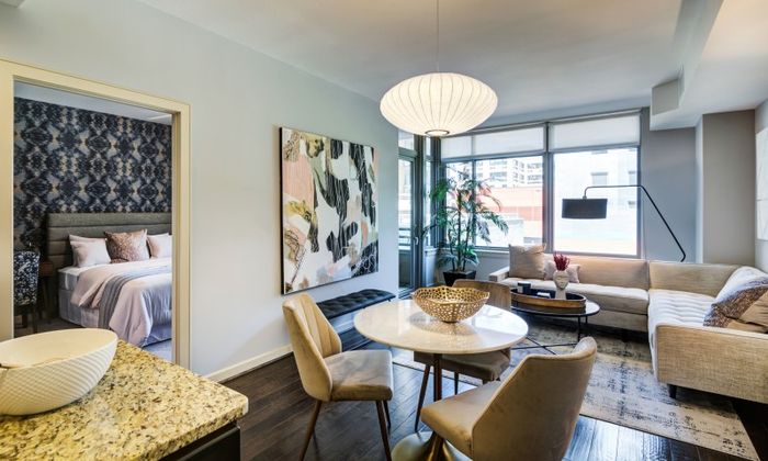 living room of the model apartment
