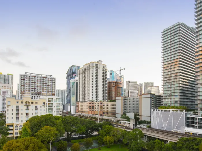 View of downtown Miami from SOMA at Brickell apartments.