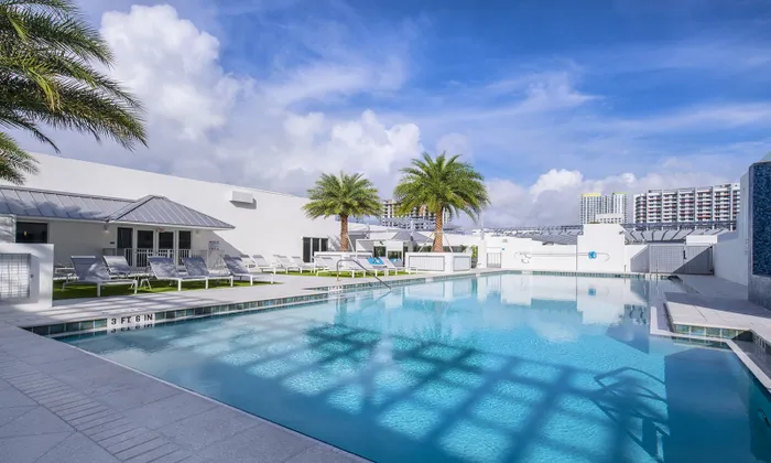Resort-style pool for residents of SOMA at Brickell, luxury apartments in Miami.