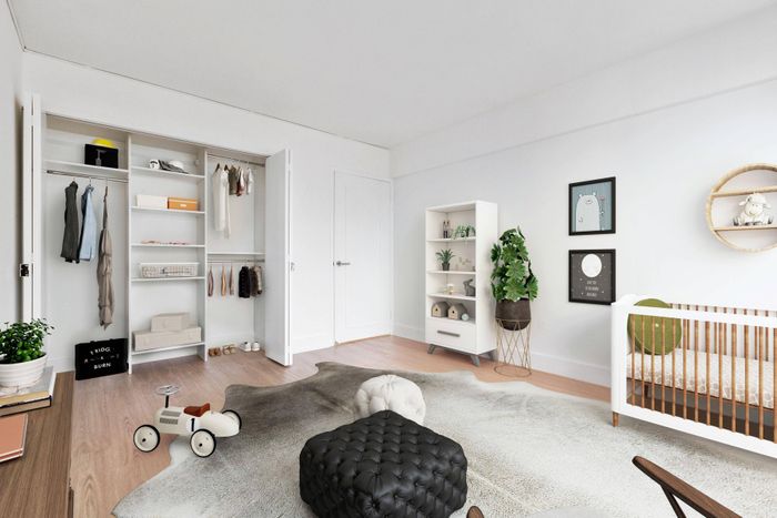Large closet in secondary bedroom made into nursery