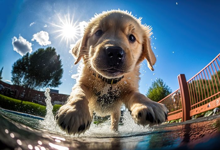 golden retriever in water