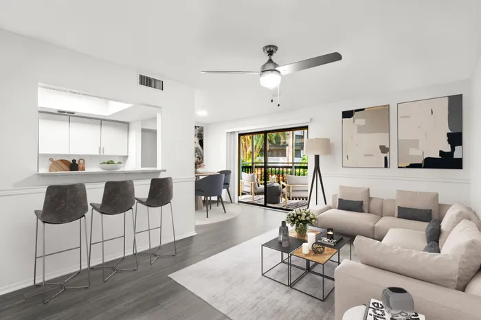 Spacious living room in an apartment on Coachman Rd in Clearwater, FL.