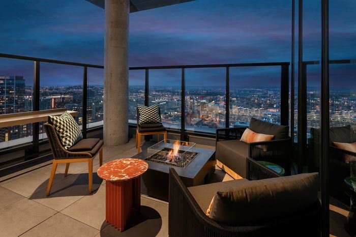 Penthouse Terrace with Firepit Lounge and Sunset Views