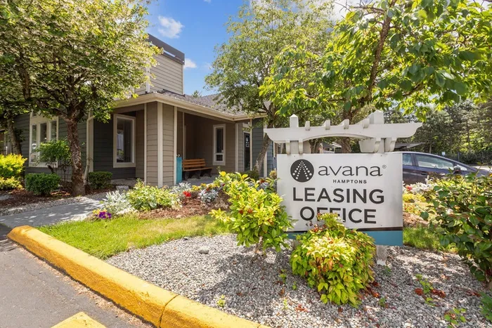 Leasing office with sign