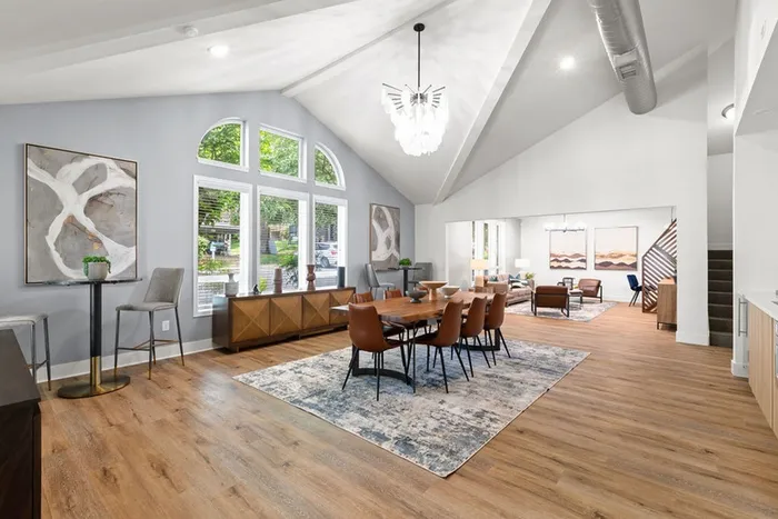 Clubhouse with table and kitchenette