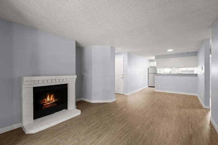 vacant living room with fireplace