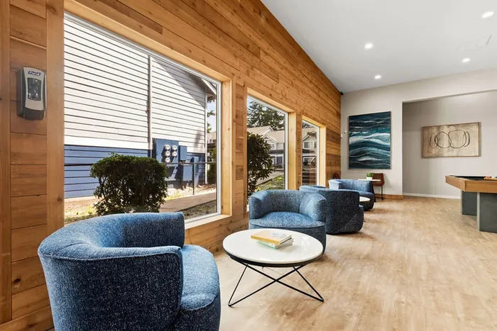 Community Room with Pool, Shuffleboard and Kitchen