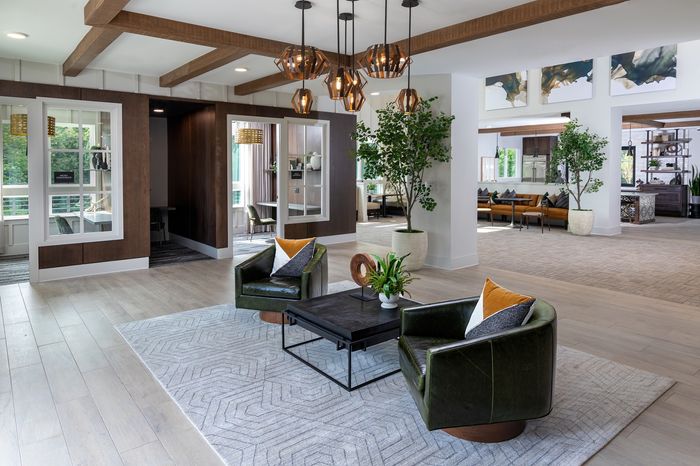 elan sweetwater creek interior clubhouse seating
