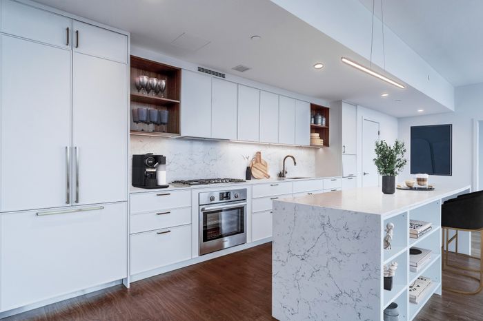Penthouse kitchen with stainless steel appliances