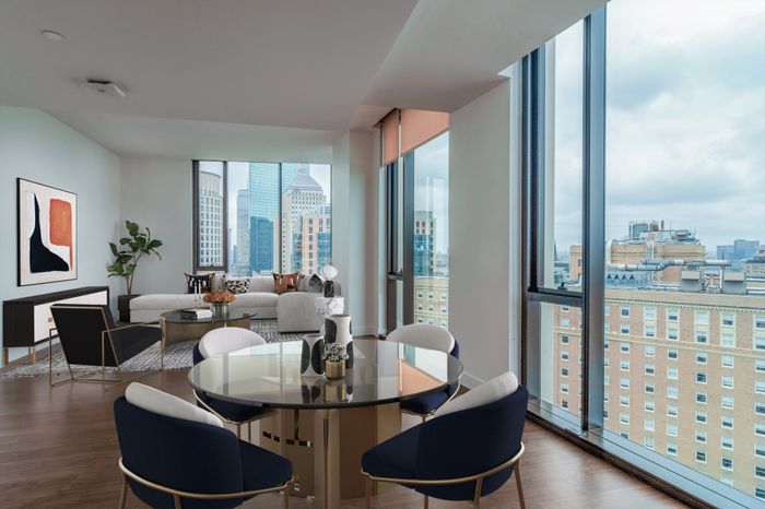 Penthouse Dining and Living Room With City Views