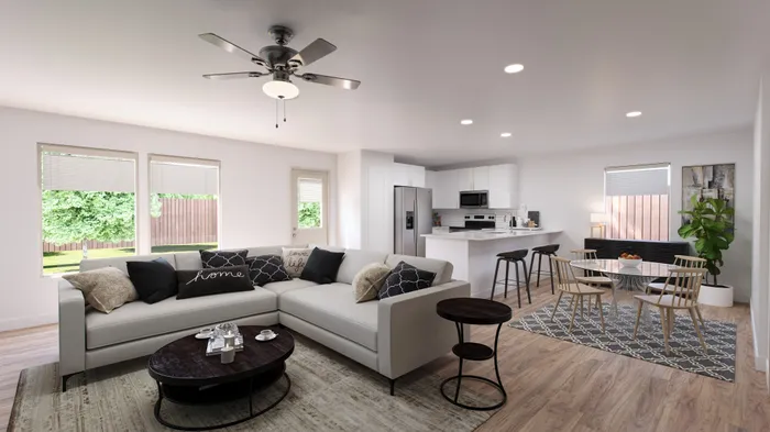 Living room rendering virtual staged furniture
